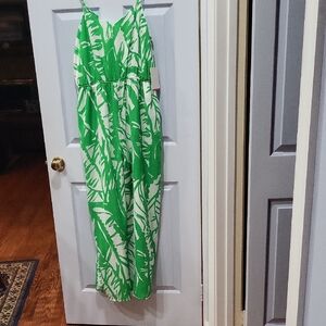 Target Green and White Leaf Print Kids Jumpsuit